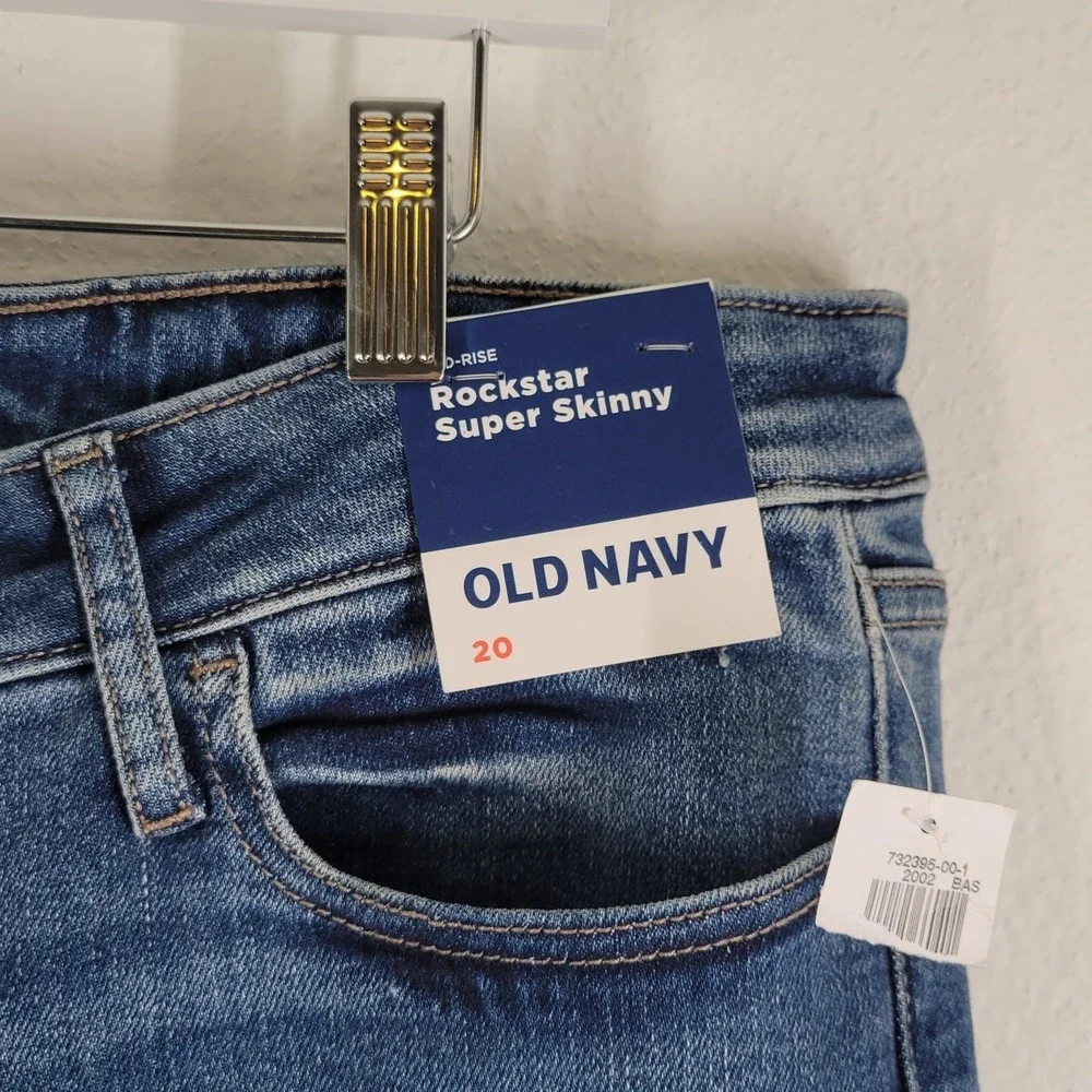 Old Navy Mid Rise Rockstar Skinny Jeans‎ Womens Sz 20 Blue Medium Wash